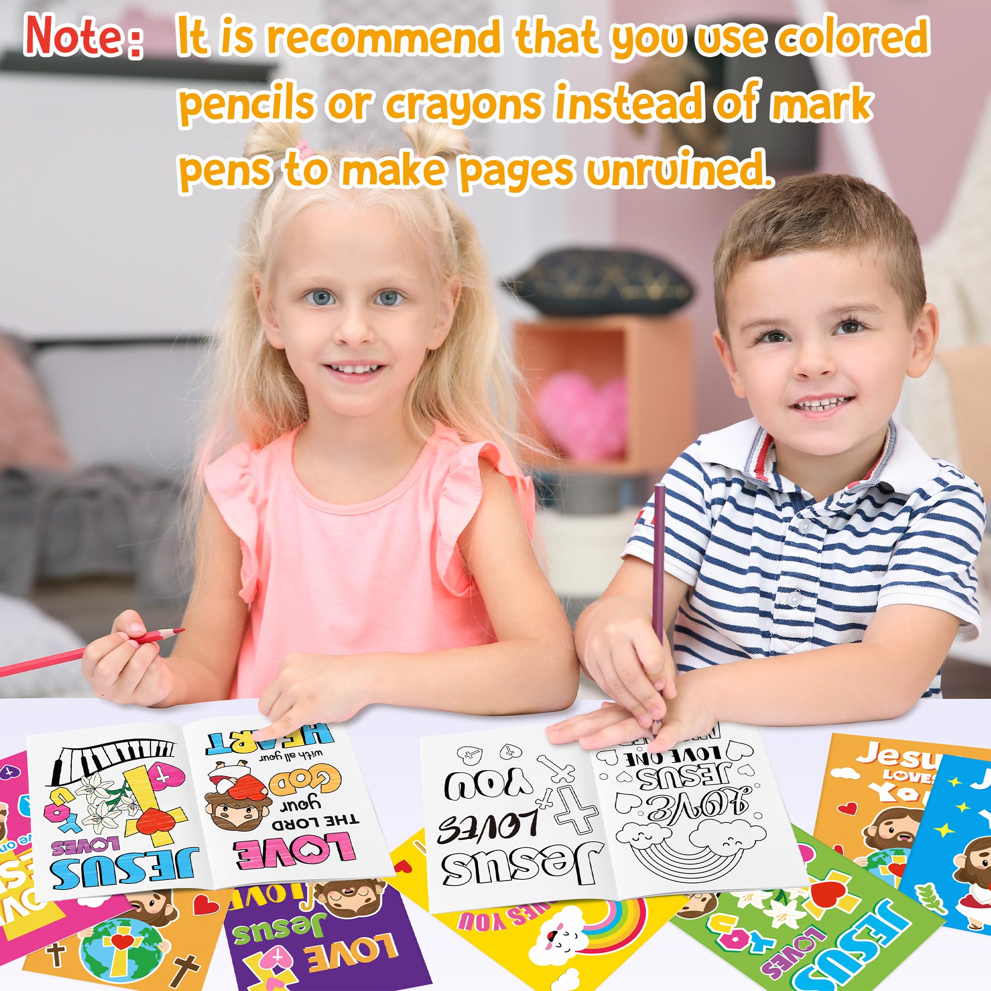 24-Pack Jesus Loves You Coloring Books – Religious Bible DIY Pages for Sunday School Kids