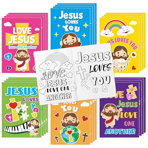 24-Pack Jesus Loves You Coloring Books – Religious Bible DIY Pages for Sunday School Kids