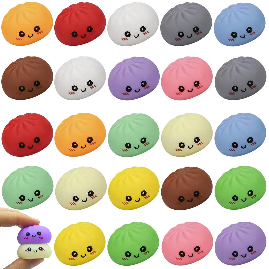 24-Pack Kawaii Dumpling Squishies – 12 Colors, Soft TPR Fidget Toys for Stress Relief & Party Favors