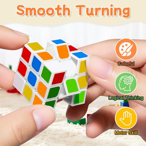 24 Pack Mini 3x3 Puzzle Cubes - Liorbit 1.18" Party Favors, Classroom Rewards, Stress Relief Toy