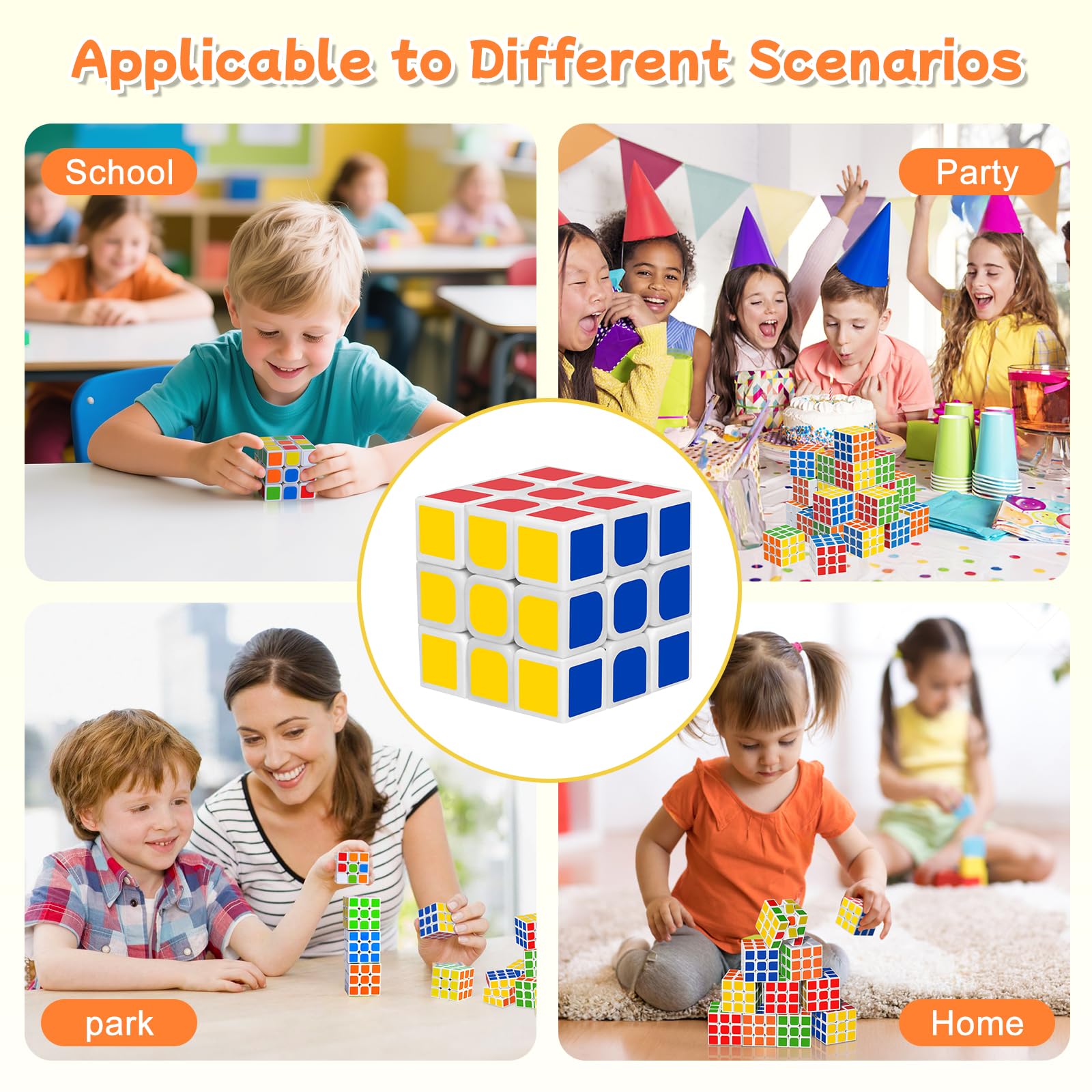 24 Pack Mini 3x3 Puzzle Cubes - Liorbit 1.18" Party Favors, Classroom Rewards, Stress Relief Toy