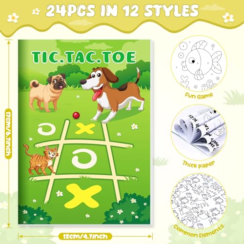 24-Pack Mini Activity Books for Kids Ages 4-12 – Bulk Party Favors with Mazes, Coloring, Puzzles