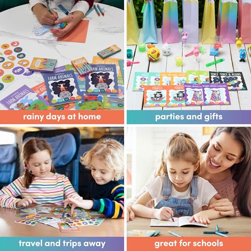 24-Pack Mini Coloring Books for Kids Ages 3+ - 6 Themes: Castles, Dragons, Space, Pirates, Baking, Beach - Party Favors & Classroom Activities by THE TWIDDLERS