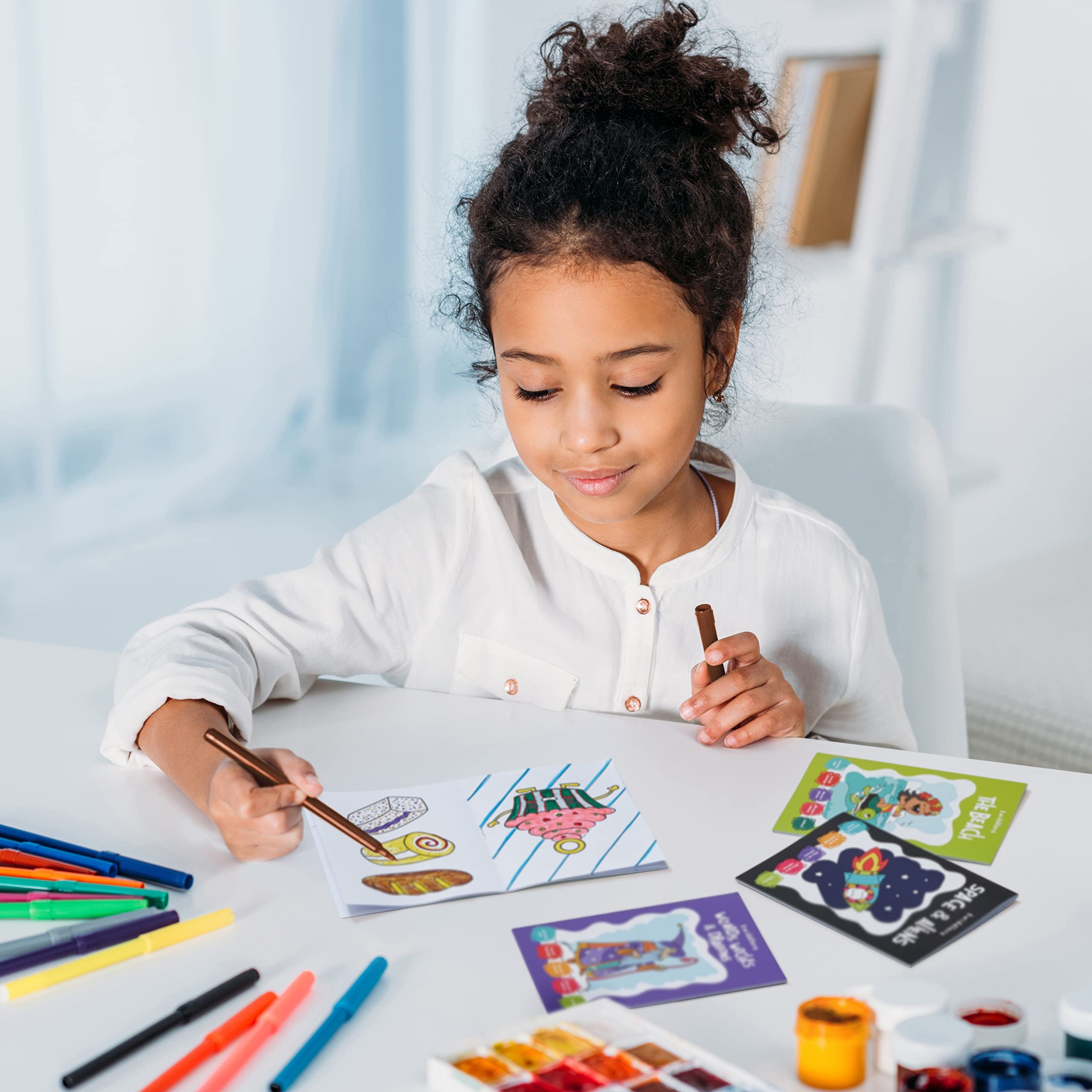 24-Pack Mini Coloring Books for Kids Ages 3+ - 6 Themes: Castles, Dragons, Space, Pirates, Baking, Beach - Party Favors & Classroom Activities by THE TWIDDLERS