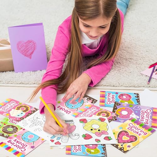 24 Pack Mini Donut Coloring Books for Kids - Cute Kawaii Doughnut Activity Booklets for Party Favors and Classroom