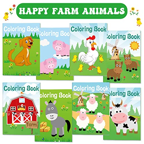 24 Pack Mini Farm Animals Coloring Books for Toddlers – Bulk Party Favors