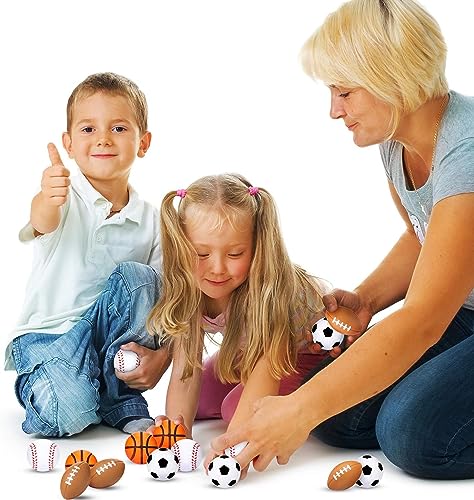 24 Pack Mini Foam Soccer Ball Cupcake Toppers – Stress Balls for Party Favors & School Rewards