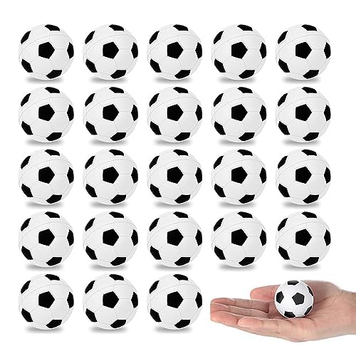 24 Pack Mini Foam Soccer Ball Cupcake Toppers – Stress Balls for Party Favors & School Rewards