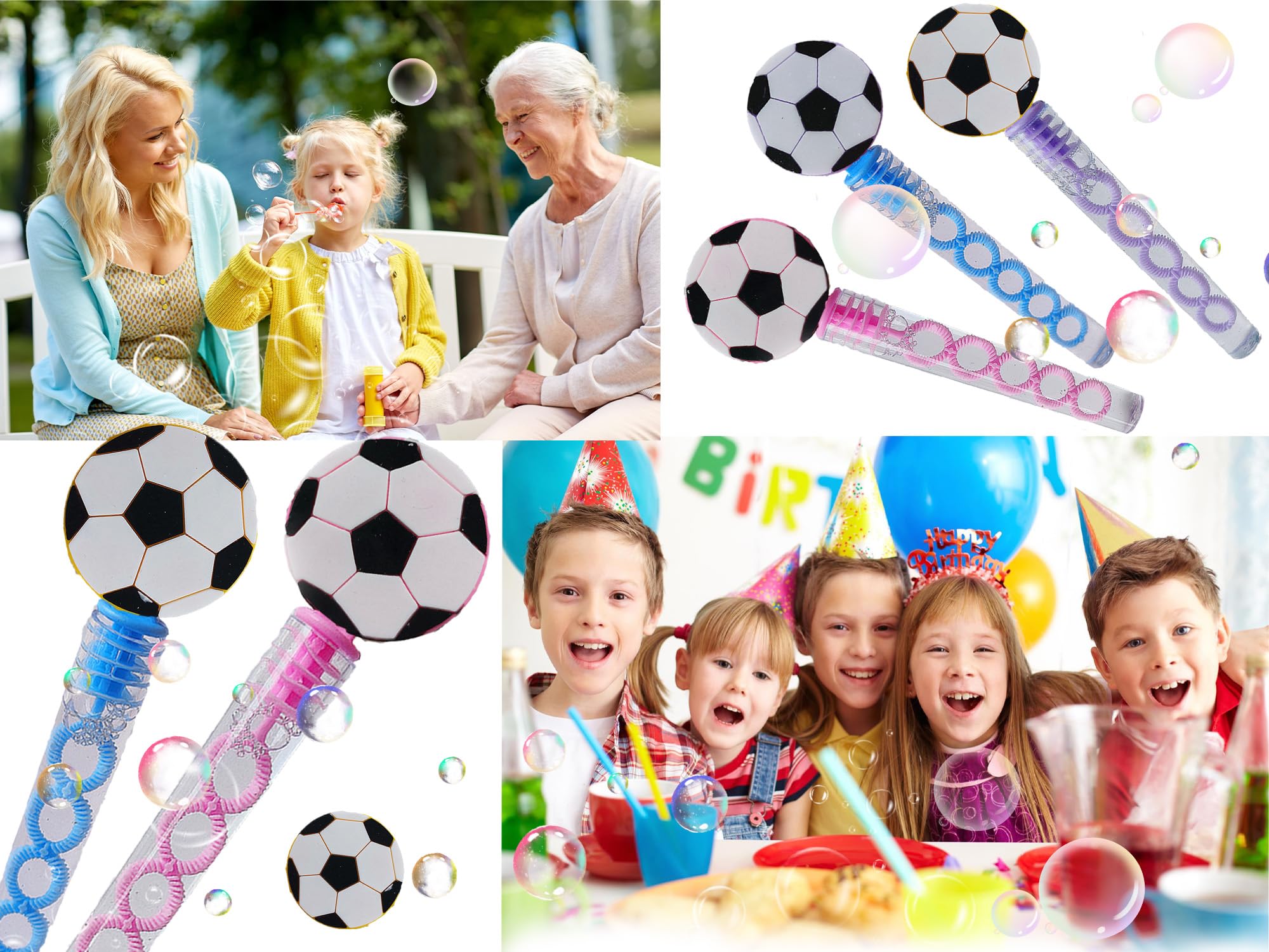 24-Pack Mini Soccer Bubble Wands – Party Favors, Classroom Prizes, Carnival Giveaways