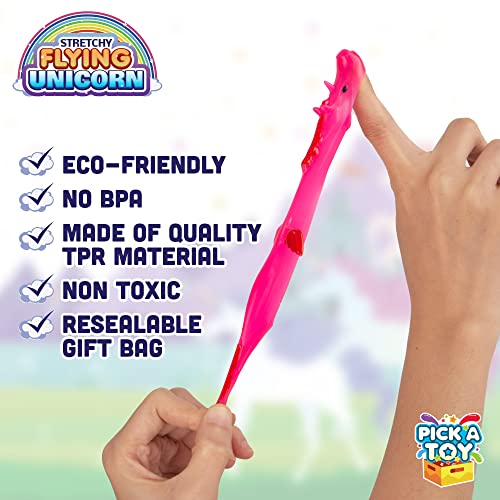 24-Pack Mini Unicorn Slingshot Toys for Kids Party Favors – Stretchy 2.5-Inch Flying Unicorns with TPR Material