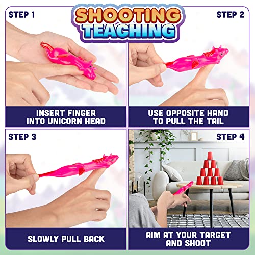 24-Pack Mini Unicorn Slingshot Toys for Kids Party Favors – Stretchy 2.5-Inch Flying Unicorns with TPR Material