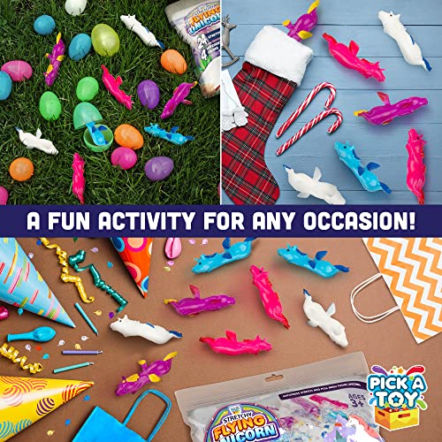 24-Pack Mini Unicorn Slingshot Toys for Kids Party Favors – Stretchy 2.5-Inch Flying Unicorns with TPR Material