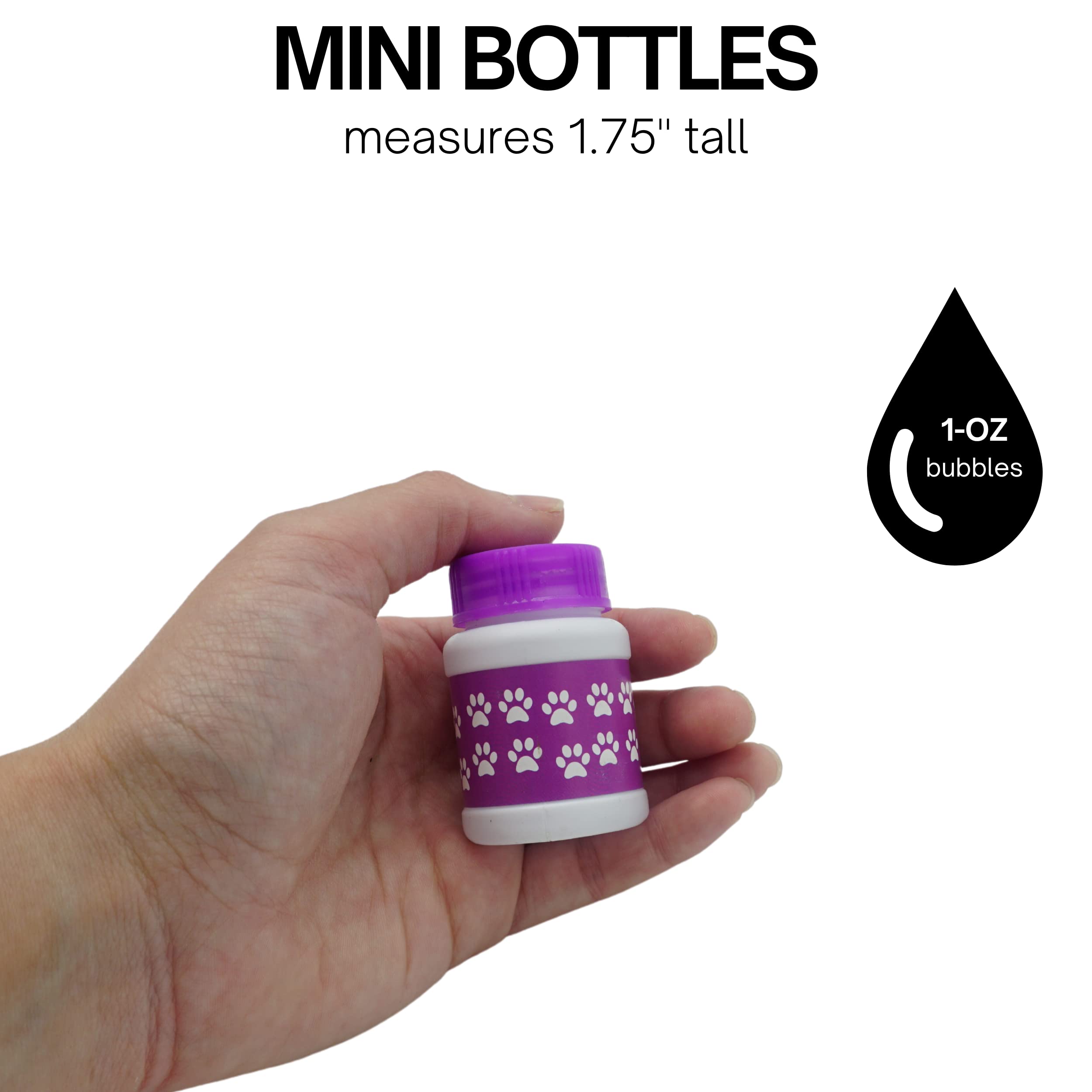 24 Pack Paw Print Bubble Bottles - 1 oz Mini Bubbles with Wands, Party Favors for Kids
