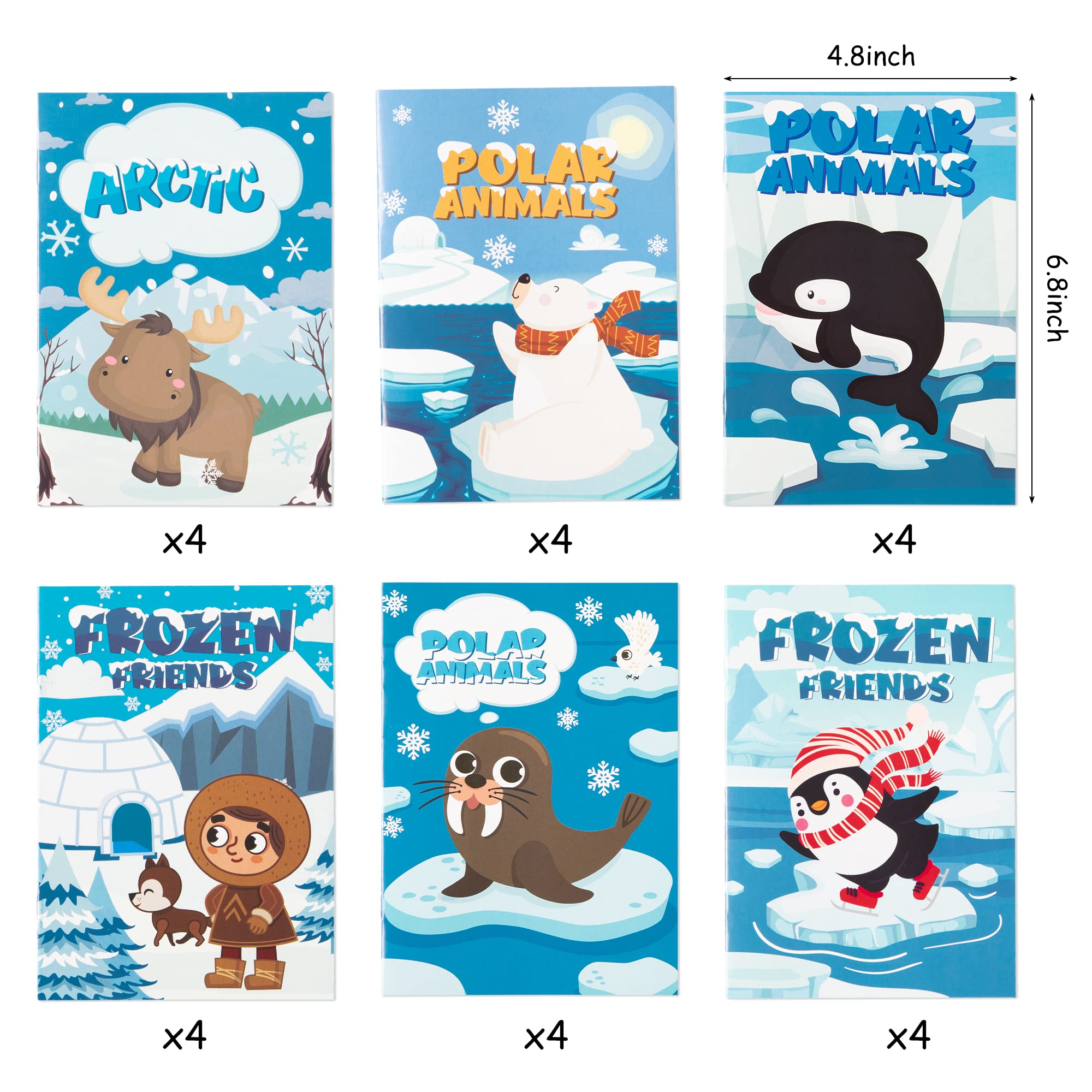 24-Pack Polar Animals Coloring Books for Kids Ages 4-8 – Winter Arctic Theme DIY Activity Booklet