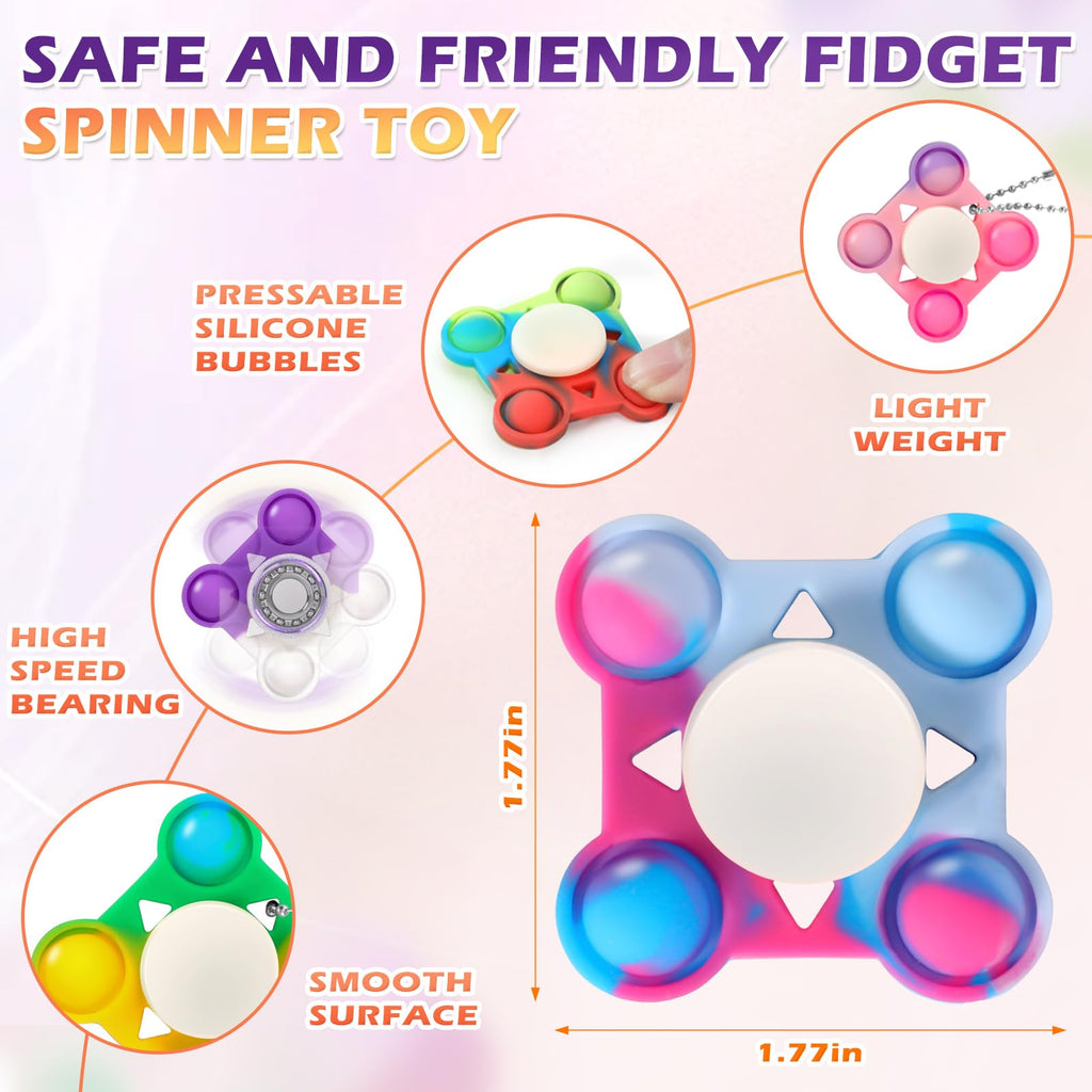 24-Pack Pop Fidget Spinner Party Favors – Colorful Sensory Toys for Stress Relief, Classroom Prizes, and Birthday Goodie Bags