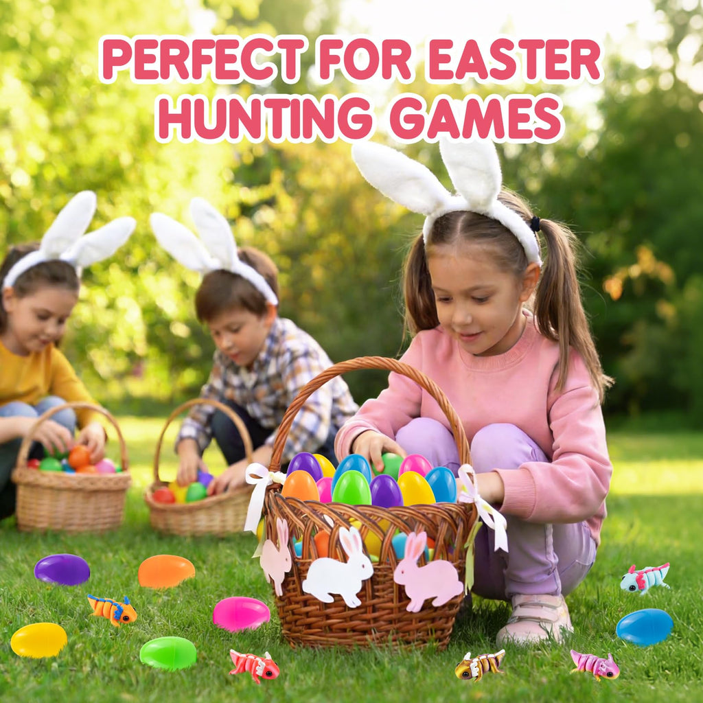 24 Pack Prefilled Easter Eggs with 3D Printed Axolotl Toys - Non-Candy Easter Basket Fillers