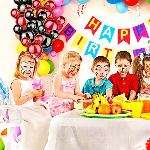 24-Pack Red & Black Mouse Head Foil Balloons – 18-Inch Mylar Party Decor for Birthday, Baby Shower, Gender Reveal