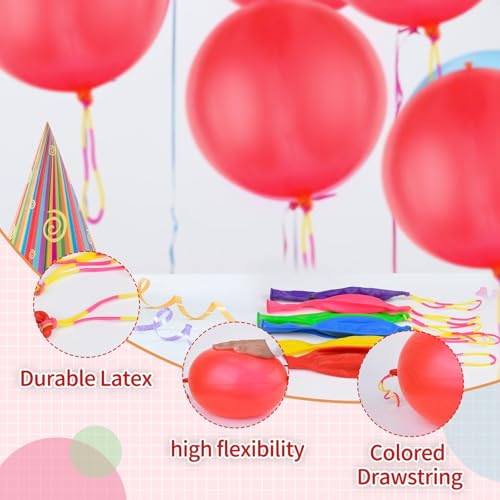 24-Pack Red Punch Balloons with Rubber Band Handle – Heavy Duty Latex for Birthday Party Favors