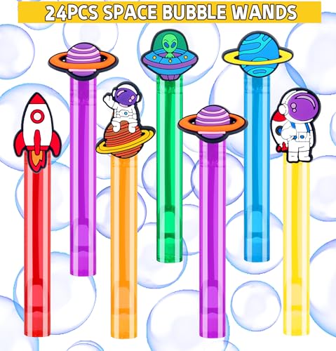 24-Pack Space Bubble Wands – Astronaut Party Favors, Goodie Bag Stuffers, Classroom Prizes