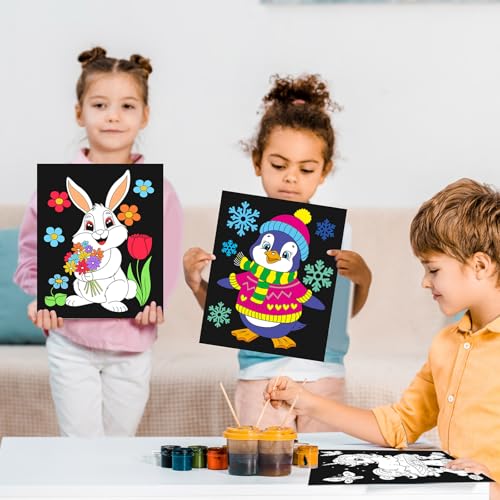 24-Pack Zhanmai Velvet Coloring Posters – Animal Themes, 8x10 Inches, Bulk Set for Kids' Crafts and Party Activities
