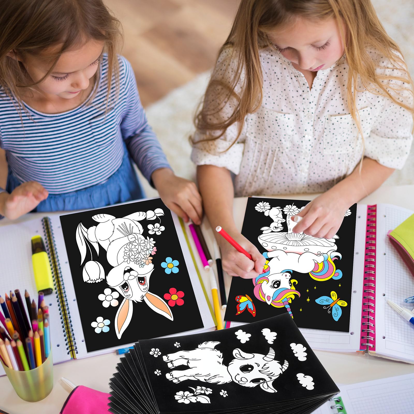 24-Pack Zhanmai Velvet Coloring Posters – Animal Themes, 8x10 Inches, Bulk Set for Kids' Crafts and Party Activities