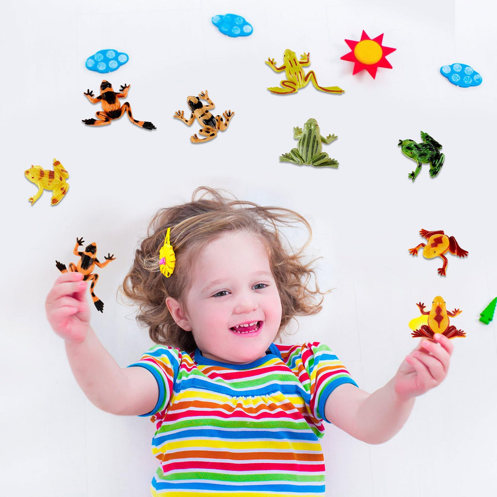 24-Piece Civaner Plastic Frog Toys - 12 Realistic Mini Frog Figures for Crafting, Party Favors & Home Decor