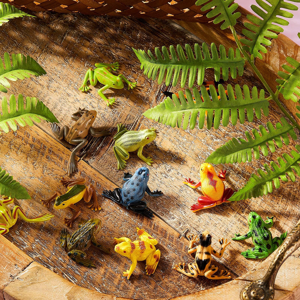 24-Piece Civaner Plastic Frog Toys - 12 Realistic Mini Frog Figures for Crafting, Party Favors & Home Decor
