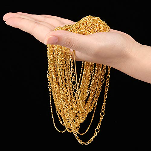 24-Piece Gold & Silver Plated DIY Chain Necklace Set – 24 Inch, Mixed Styles for Jewelry Making