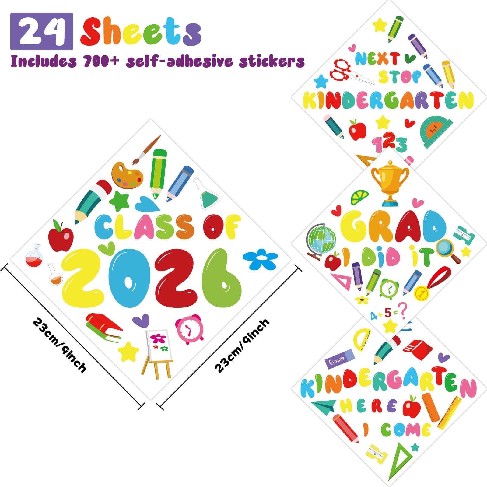 24-Piece Graduation Cap Topper Craft Kit – DIY Sticker Sheets for Grad Hat Decoration (Multicolor)