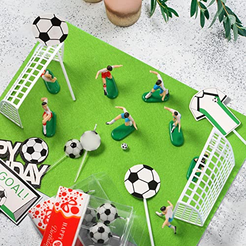 24-Piece Soccer Cake Topper Set with Happy Birthday and Ball Candles