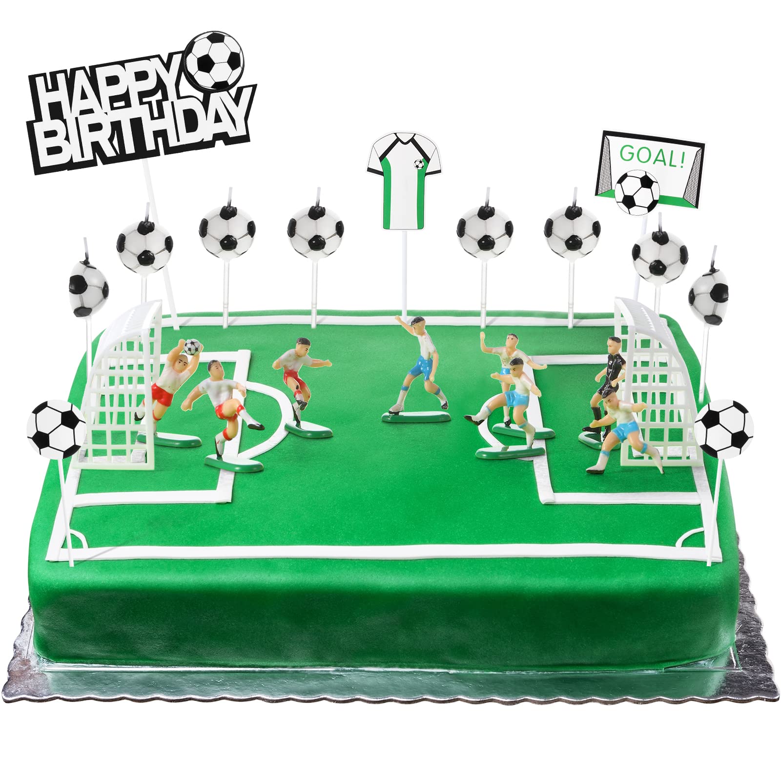24-Piece Soccer Cake Topper Set with Happy Birthday and Ball Candles