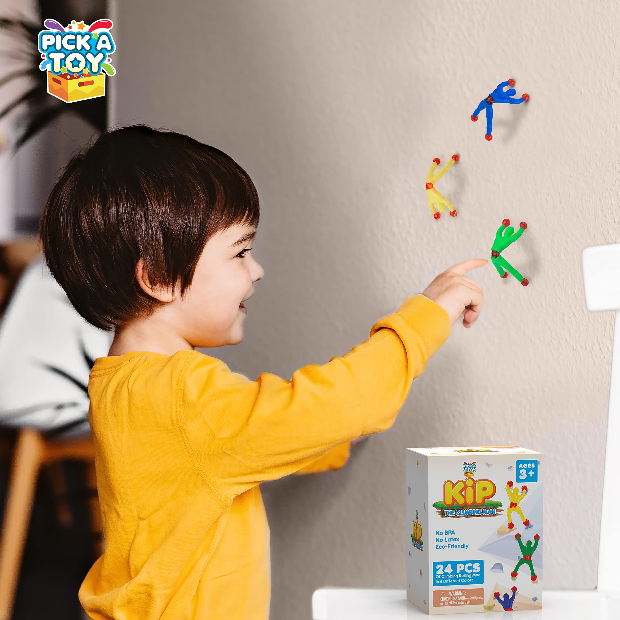 24-Piece Sticky Men Wall Climbers Set – Bendy Tumbling Toys for Kids Ages 4-12 (Assorted Colors)