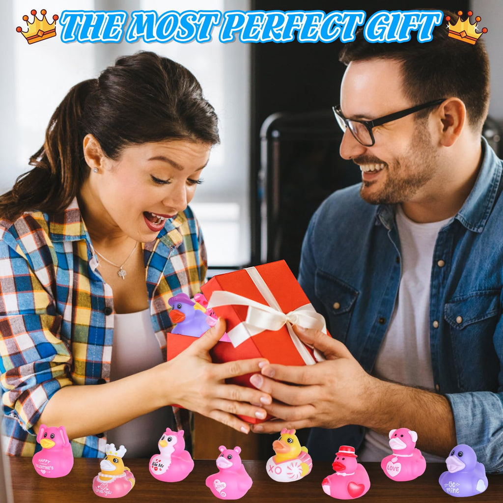 24 Pink Rubber Ducks with Cards and Bands – Bulk Party Favors for Birthday, Baby Shower, or Cruise Ship Fun | BOZILY