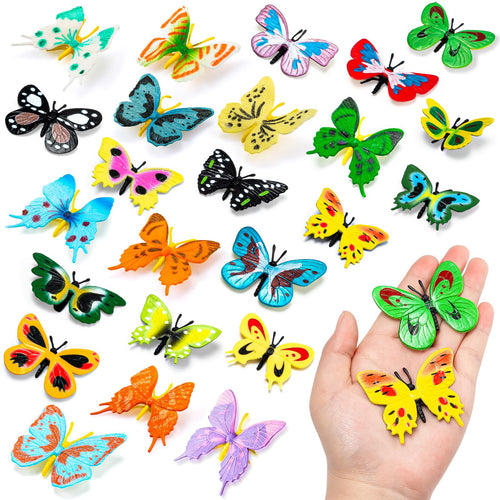24 Plastic Butterfly Action Figures Set – 24 Unique Styles, Lifelike PVC Toys for Education, Decor & Parties by KVCSYAW