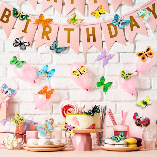 24 Plastic Butterfly Action Figures Set – 24 Unique Styles, Lifelike PVC Toys for Education, Decor & Parties by KVCSYAW