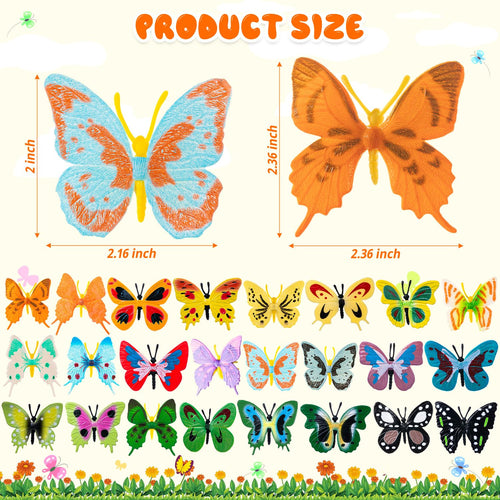 24 Plastic Butterfly Action Figures Set – 24 Unique Styles, Lifelike PVC Toys for Education, Decor & Parties by KVCSYAW
