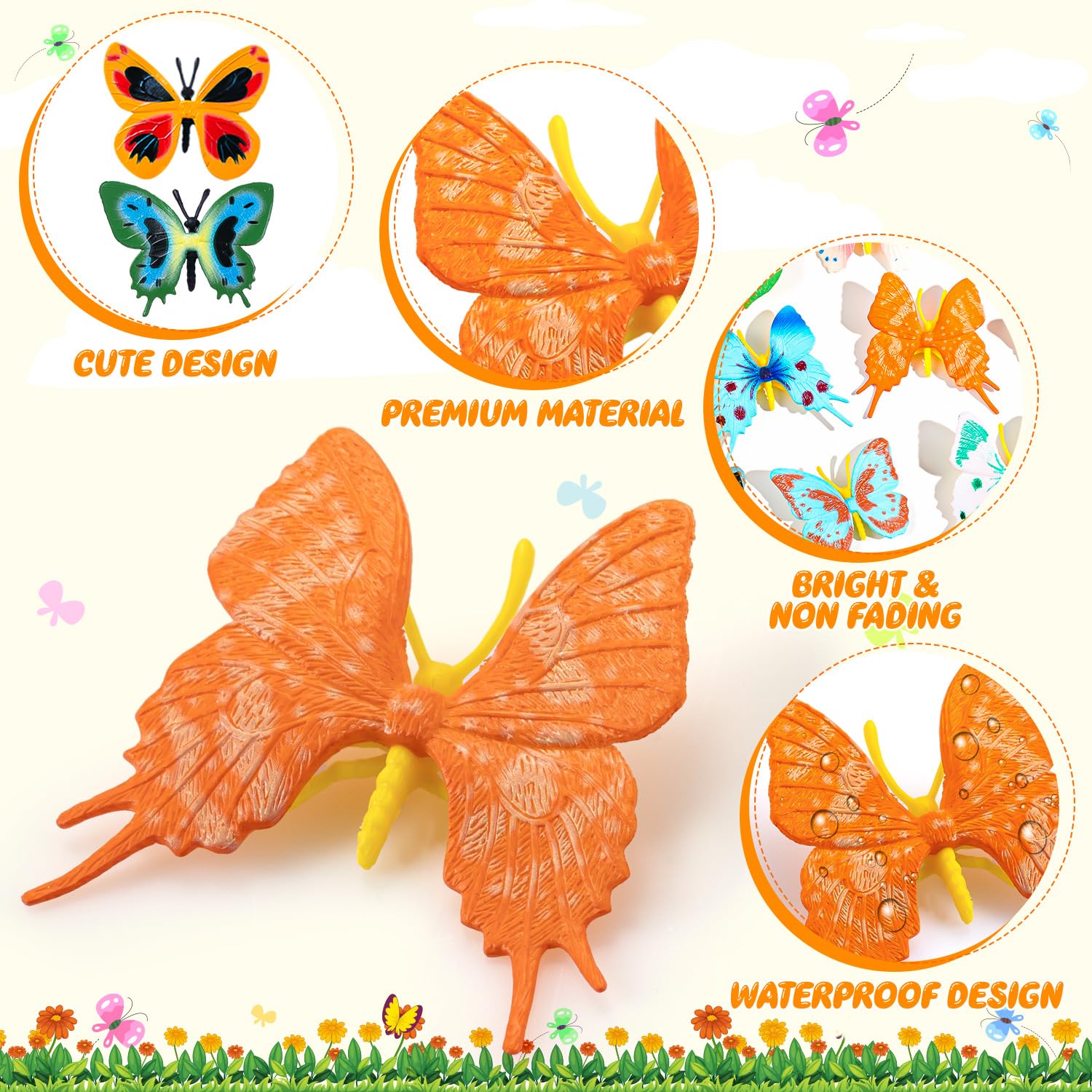 24 Plastic Butterfly Action Figures Set – 24 Unique Styles, Lifelike PVC Toys for Education, Decor & Parties by KVCSYAW