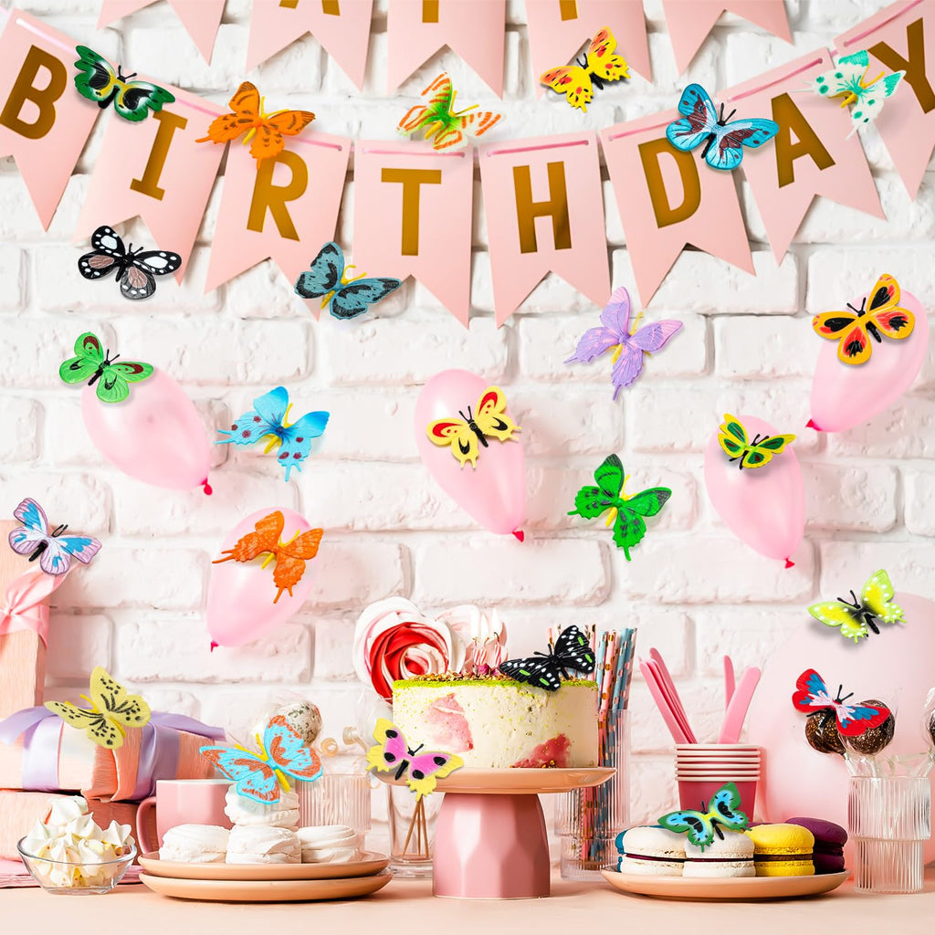 24 Plastic Butterfly Action Figures Set – 24 Unique Styles, Lifelike PVC Toys for Education, Decor & Parties by KVCSYAW