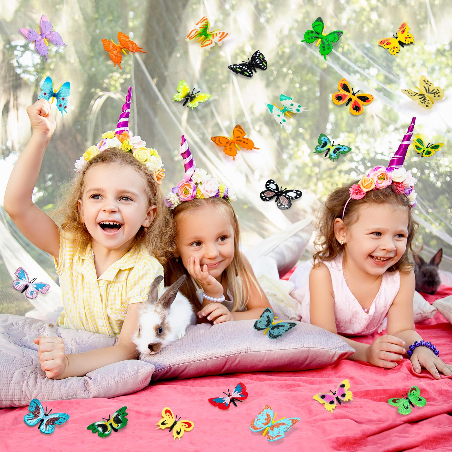 24 Plastic Butterfly Action Figures Set – 24 Unique Styles, Lifelike PVC Toys for Education, Decor & Parties by KVCSYAW