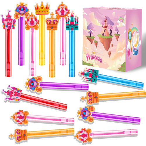 24 Princess Bubble Wands for Party Favors – Bulk Set of 24 Wands in 6 Colors