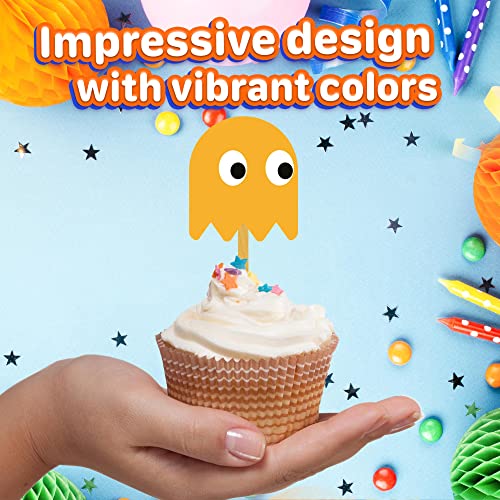 24 Retro Game Cupcake Topper Picks – Edible Wafer Paper Birthday Decorations for Kids