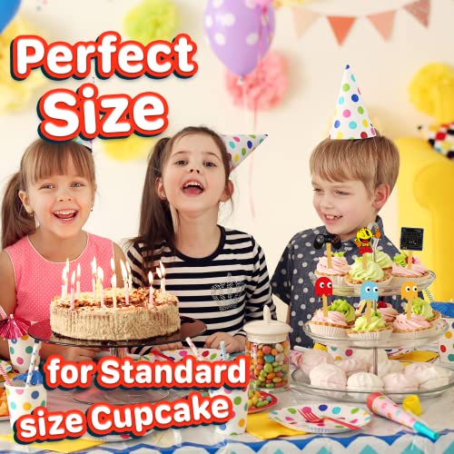 24 Retro Game Cupcake Topper Picks – Edible Wafer Paper Birthday Decorations for Kids