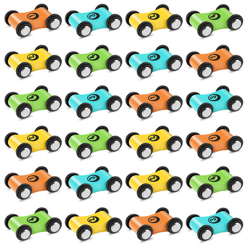 24 Wooden Cars for Car Ramp – Replacement Toy Vehicles Set by XLSXEXCL
