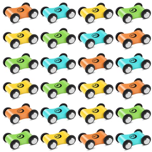 24 Wooden Cars for Car Ramp – Replacement Toy Vehicles Set by XLSXEXCL