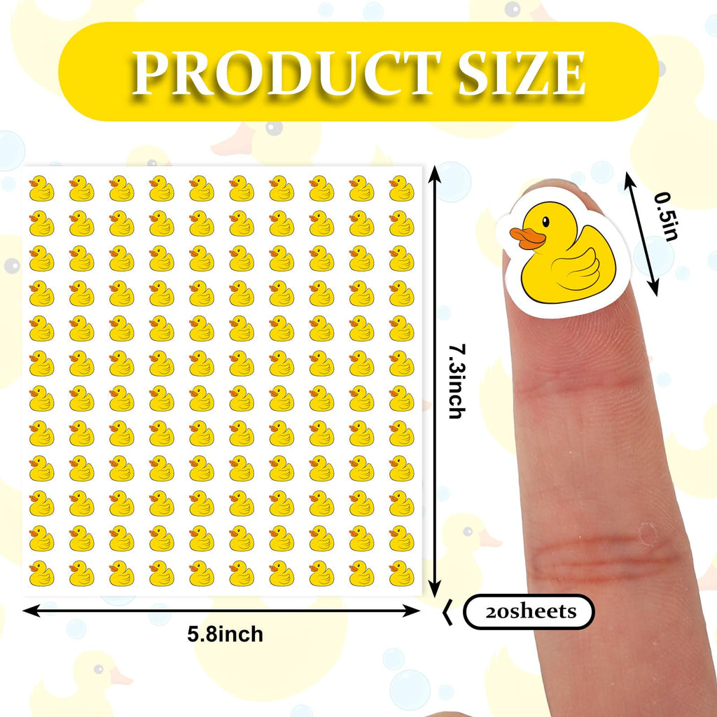 2400 Mini Rubber Duck Stickers – Yellow Duckling Paper Decals, Self-Adhesive, 0.5 Inch