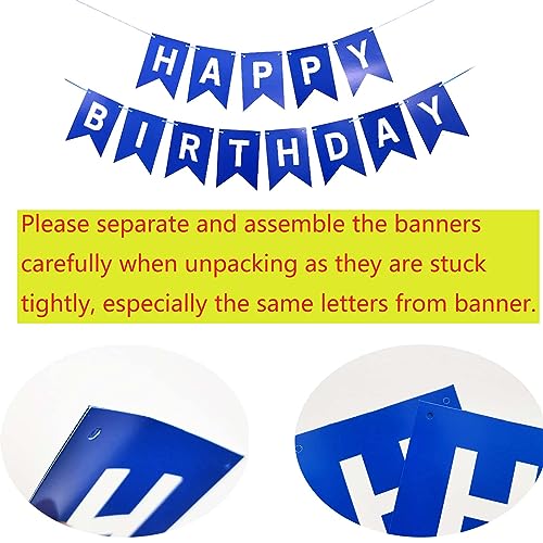 24th Birthday Party Decorations Kit - Blue & Gold Banner, Foil Number 24, Confetti Balloons for Men or Women