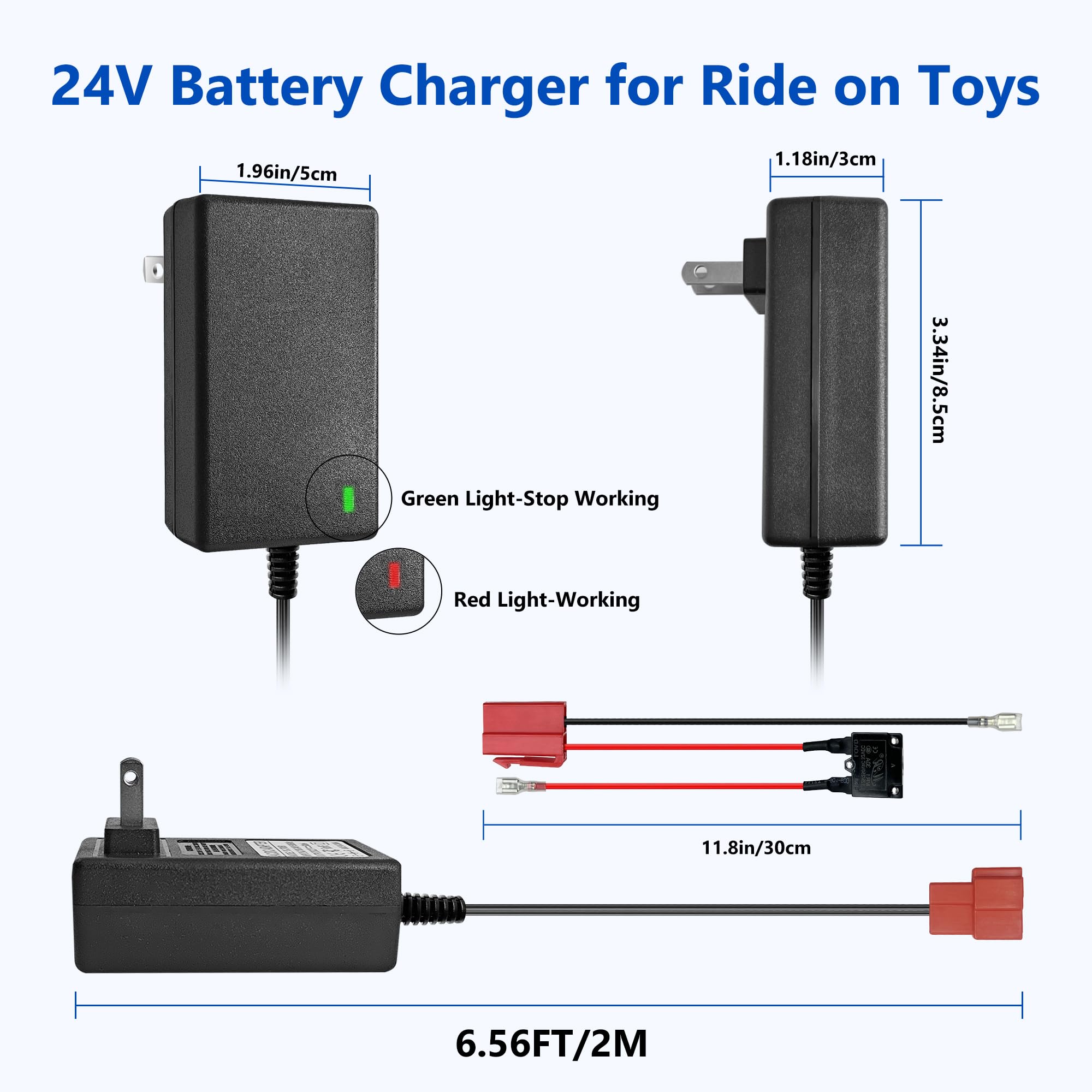 24V Battery Charger and Wire Harness for Huffy Torex UTV 4X4 & 24V Ride-On Toys