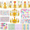 25-Pack Gold Paper Crowns DIY Decorating Kit for Birthdays, Parties, and Classrooms