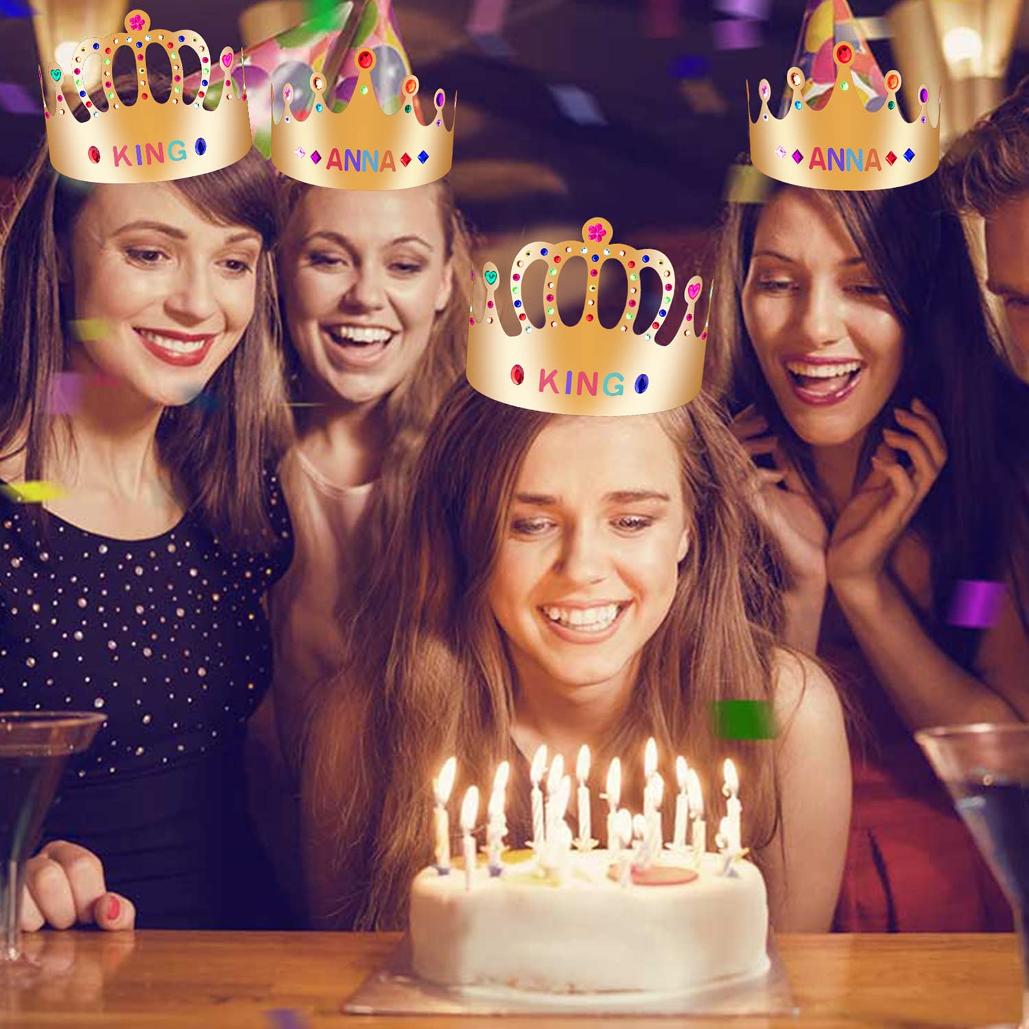 25-Pack Gold Paper Crowns DIY Decorating Kit for Birthdays, Parties, and Classrooms
