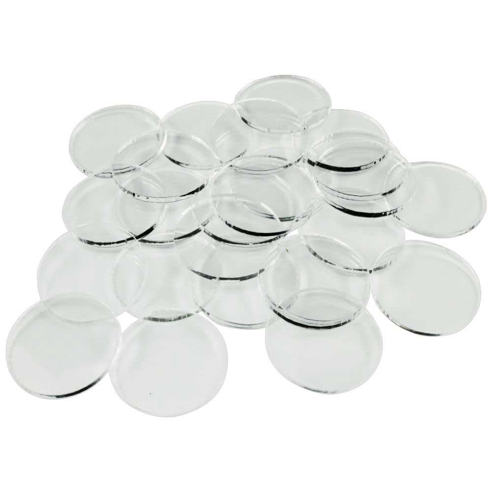 25 Pack LITKO 25mm Clear Round Miniature Bases – 1.5mm Ultra-Thin Acrylic for Wargaming & RPGs